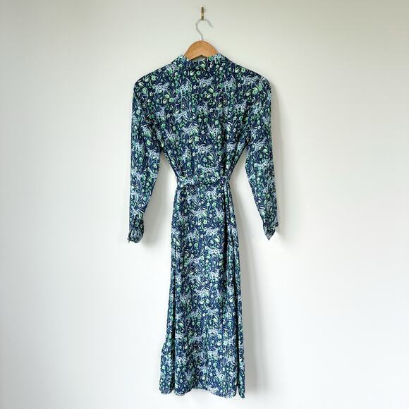 J. Crew Button Front Long Sleeve Midi Shirt Dress in Fauna Floral 00 - Picture 3 of 10